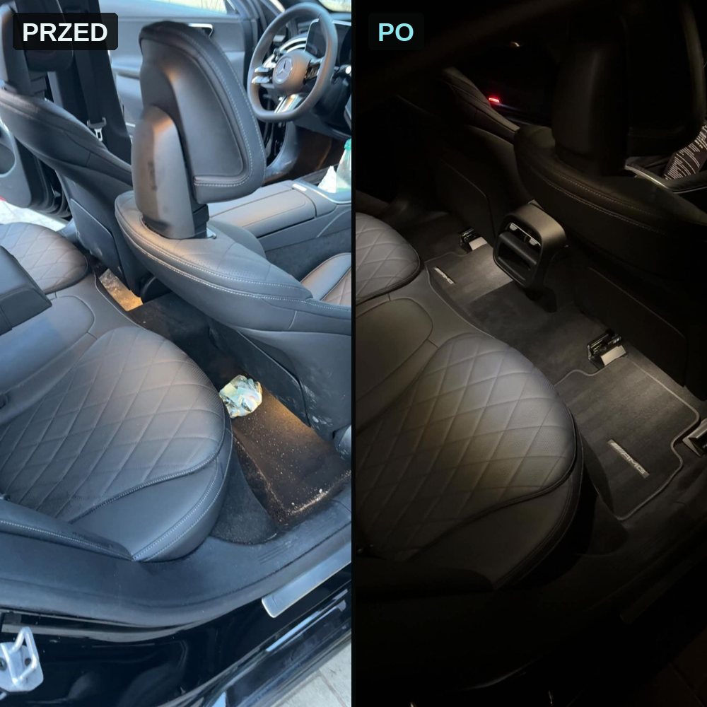 Mercedes E450 – tylna kanapa przed i po